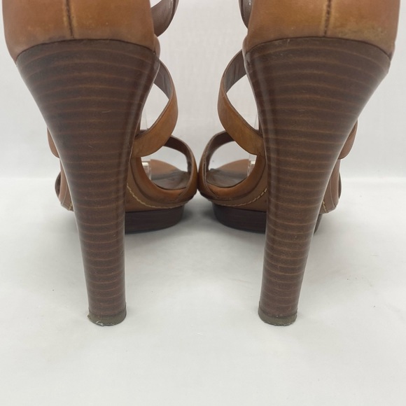 Ralph Lauren Collection Ankle Strap Sandals Made In Italy Size 9.5 Caramel Tan - Picture 10 of 11